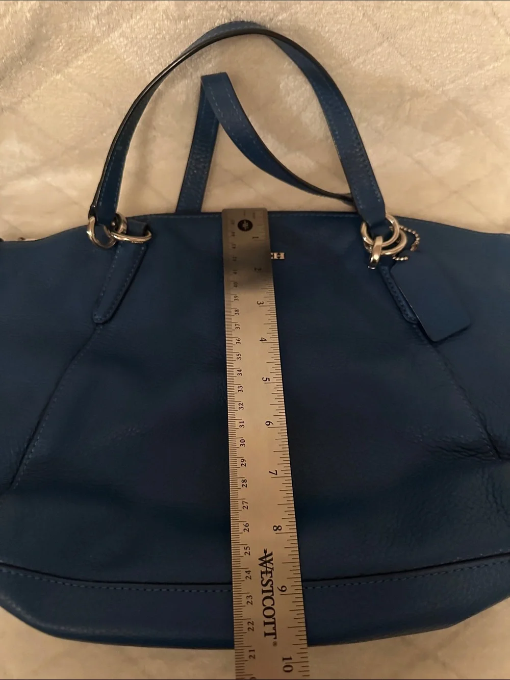 Coach Teal Leather Tote with Gold Hardware